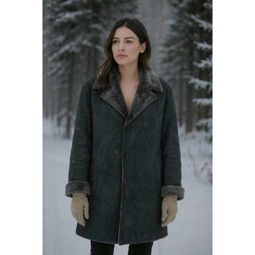 Cole Haan Studio Lambskin Shearling Lined Winter Coat‎ Size L